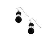 Tioneer E80002B Silver Alloy Faux Black Pearl Dangle Hook Earrings with Crystal Bead Charms