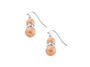 Tioneer E80002O Silver Alloy Faux Beige Pearl Dangle Hook Earrings with Crystal Bead Charms