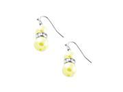 Tioneer E80002Y Silver Alloy Faux Cream Pearl Dangle Hook Earrings with Crystal Bead Charms