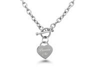 Stainless Steel Engraved Promise Me Heart Charm Necklace