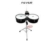Fever Timbales Set 13 and 14 Inches with Stand Black Shells TB 1314 BK