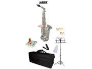 Hawk Silver Alto Saxophone School Package with Case Reeds Music Stand and Cleaning Kit
