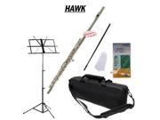 Hawk Nickel Closed Holed Student Flute School Package with Case Music Stand and Cleaning Kit