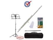 Fever Nickel C Flute Closed Hole School Package with Case Music Stand and Cleaning Kit
