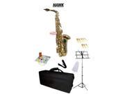 Hawk Gold Alto Saxophone School Package with Case Reeds Music Stand and Cleaning Kit