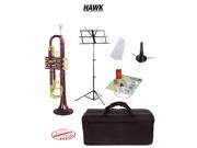 Hawk Purple Bb Trumpet School Package with Case Music Stand Trumpet Stand and Cleaning Kit
