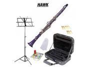 Hawk Purple Bb Clarinet Package with Case Reeds Music Stand Cleaning Kit
