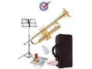 Student Gold Bb Trumpet School Package with Case Music Stand and Cleaning Kit