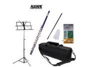 Hawk Purple Closed Hole C Flute School Package with Case Music Stand and Cleaning Kit