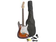 Fever Full Size Electric Guitar with Gig Bag Clip on Tuner Cable Strap and Strings Color Sunburst