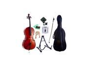 D Luca Meister Student Cello 1 2 Package with Free Stand Bag Strings Chromatic Tuner Rosin and Bow