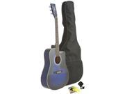 Fever Dreadnought Cutaway Acoustic Guitar Blue with Bag Tuner and Strings