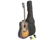 Fever Dreadnought Cutaway Acoustic Guitar Sunburst with Bag Tuner and Strings