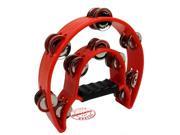 D Luca 9 Inches Double Cutaway Half Moon Tambourine Red