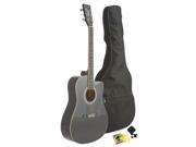 Fever Dreadnought Cutaway Acoustic Guitar Black with Bag Tuner and Strings