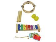 D Luca Percussion 4 Pack With Glockenspiel Music Cards Tambourine Sticks And Egg Shakers