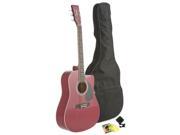 Fever Dreadnought Cutaway Acoustic Guitar Red with Bag Tuner and Strings