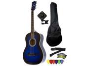 Fever 3 4 Size Acoustic Guitar Package Blueburst with Gig Bag Guitar Tuner Picks and Strap FV 030 DBL PACK