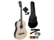 Fever 3 4 Size Acoustic Guitar Package Natural with Gig Bag Guitar Tuner Picks and Strap FV 030 NT PACK