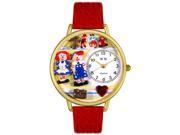 Raggedy Ann Andy Navy Blue Leather And Goldtone Watch G0220006