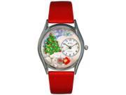 Christmas Tree Red Leather And Silvertone Watch S1220001