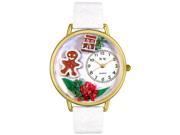Christmas Gingerbread White Leather And Goldtone Watch G1220004