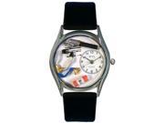 Doctor Black Leather And Silvertone Watch S0610001