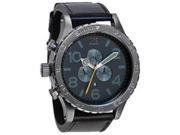 Nixon Men s A124680 00 Leather Analog Quartz Watch with Blue Dial