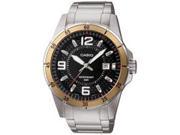 Casio Men s MTP1291D 1A3V Silver Stainless Steel Quartz Watch with Black Dial