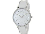 Armani Exchange Women s AX5300 White Leather Analog Quartz Watch with White Dial