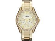 Fossil Riley Multi Function Champagne Dial Gold tone Ladies Watch ES3203