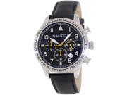 Nautica Men s Bfd 105 N16577G Black Leather Quartz Watch with Black Dial
