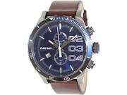 Diesel Men s Double Down DZ4312 Brown Leather Quartz Watch with Blue Dial