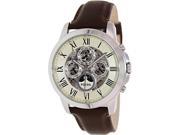 Fossil Grant White Dial Brown Leather Mens Watch ME3027