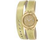 Swatch Women s Irony YSG135 Gold Leather Swiss Quartz Watch with Gold Dial