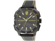 Ferrari Men s 0830170 Black Leather Quartz Watch with Black Dial