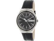Swatch Men s Irony YGS774 Black Leather Swiss Quartz Watch