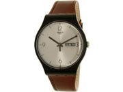 Swatch Men s New Gent SUOB721 Brown Leather Swiss Quartz Watch