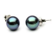 The Pearl Outlet Freshwater Black Pearl Earrings 8mm AA Quality