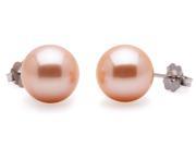 Freshwater Pink Peach Pearl Earrings 10mm AAA Quality