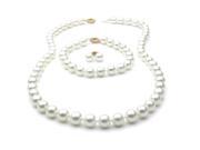 Freshwater Pearl Set Necklace Bracelet and Earrings 7.5mm AA 14k Gold Clasp