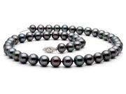 The Pearl Outlet 18 7 8mm AAA Black Freshwater Pearl Necklace 14k White Gold Clasp