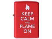 Zippo 28671 Classic Red Matte Keep Calm and Flame On Windproof Pocket Lighter