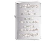 Zippo 28647 Classic In Wine There Is Truth Brushed Chrome Windproof Pocket Light