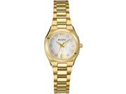 Bulova 97P109 Women s Diamond Gallery MOP Dial Gold Plated Steel Bracelet Watch