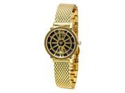 Wittnauer Wn4035 Womens Charlotte Black Mop Dial Yellow Gold Tone Steel Mesh Br image
