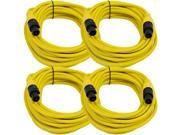 Seismic Audio TW12S35Yellow 4Pack Four Pack of 12 Gauge 35 Foot Yellow Speakon to Speakon Professional Speaker Cables 12AWG 2 Conductor Speaker Cables