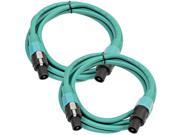 Seismic Audio TW12S10Green Pair Pair of 12 Gauge 10 Foot Green Speakon to Speakon Professional Speaker Cables 12AWG 2 Conductor Speaker Cables