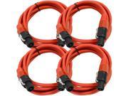Seismic Audio TW12S10Red 4Pack Four Pack of 12 Gauge 10 Foot Red Speakon to Speakon Professional Speaker Cables 12AWG 2 Conductor Speaker Cables
