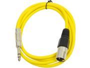 Seismic Audio Yellow 6 foot XLR Male to TRS Male Patch Cable Snake Microphone Cord
